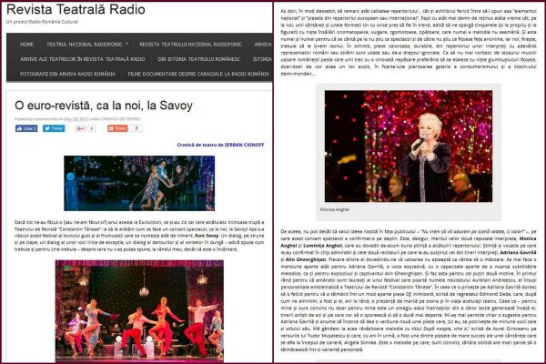 Euro Revista, ca la noi, la Savoy! Cronica de teatru Revista Teatrala Radio
