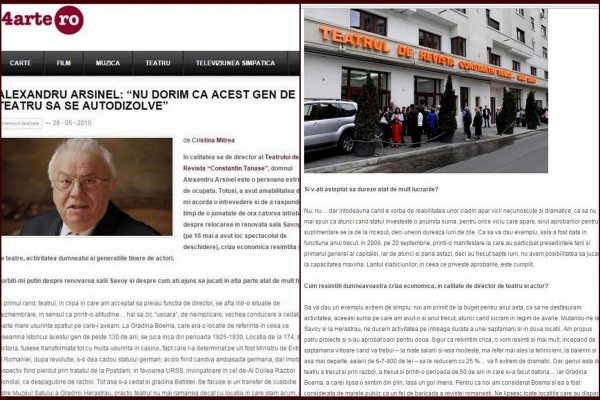 Alexandru_Arsinel `Nu dorim ca acest gen de teatru sa se autodizolve` Interviu 4arte.ro` 2010
