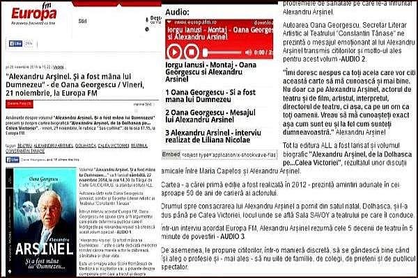 Alexandru_Arsinel `Si a fost mana lui Dumnezeu`de Oana Georgescu Interviuri Europa FM 21.11. 2014.Media