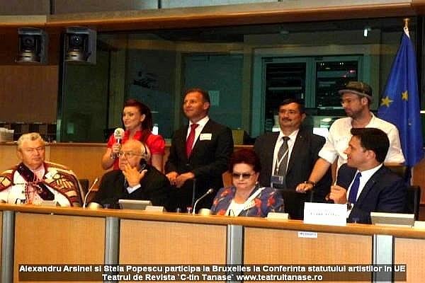 Alexandru_Arsinel si Stela Popescu la Bruxelles la conferinta statutului artistilor in UE 2013