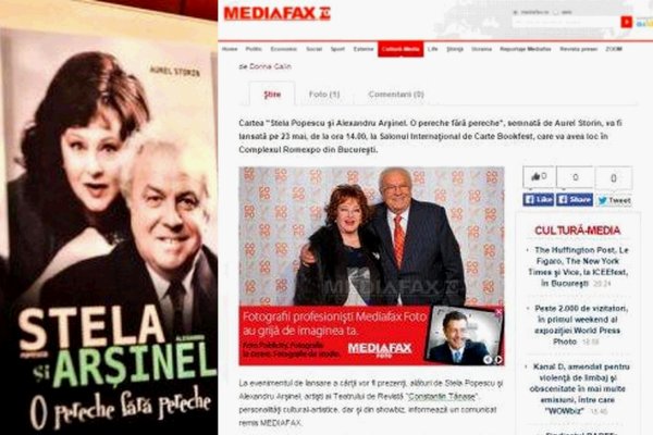 Cartea `Stela Popescu si Alexandru Arsinel O pereche fara pereche`, lansata la Bookfest (Mediafax) 23.05.2015