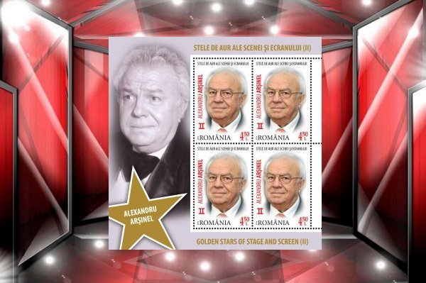 Alexandru_Arsinel in emisiunea de timbre Romfilatelia `Stele de aur ale scenei si ecranului` 2016